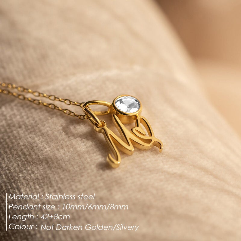 St.Delan New 26 Letter Necklace Versatile Personality Stainless Steel Diy Birthstone Necklace Pendant - Image 3